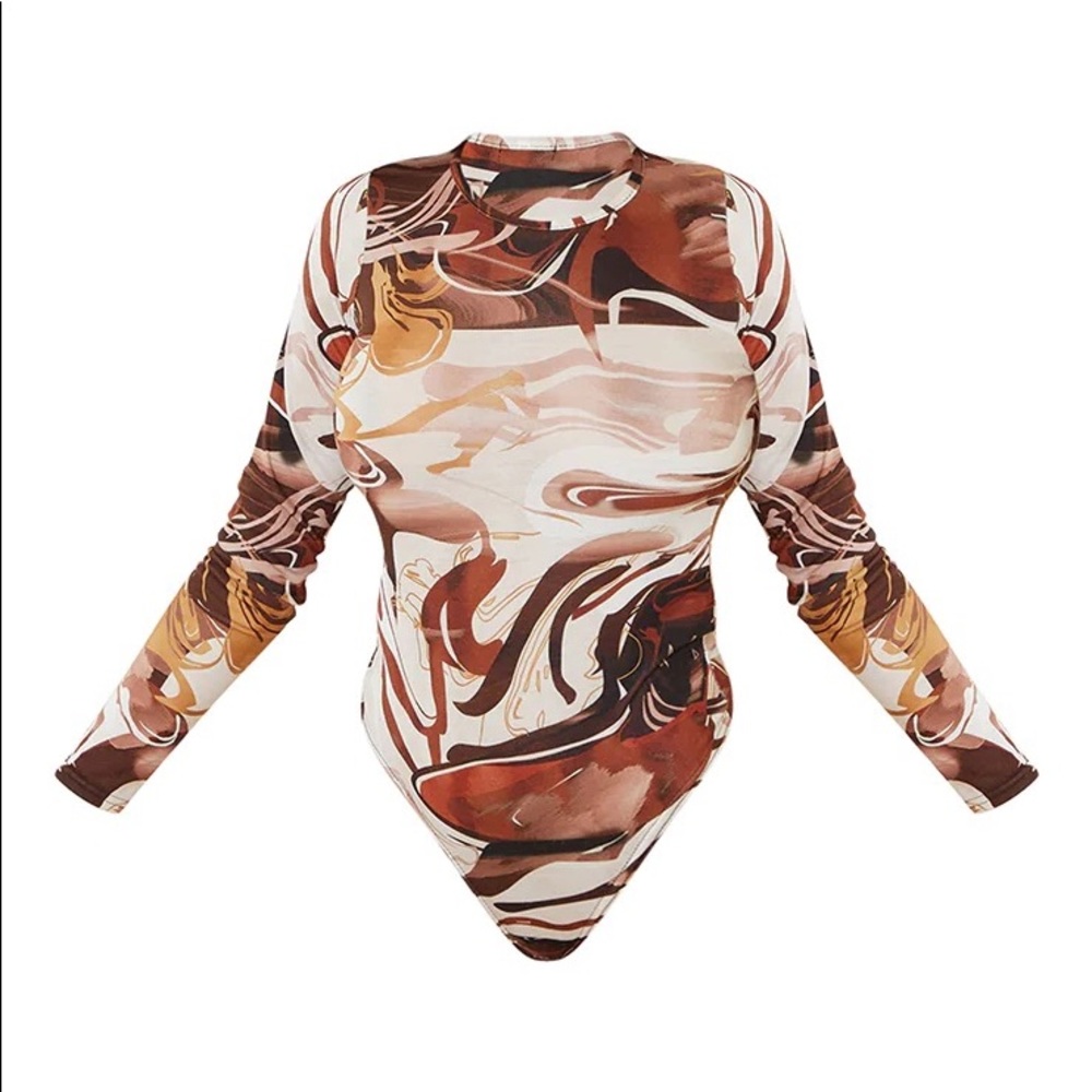 Marble Crew Neck Long Sleeve Bodysuit